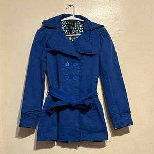 Women's Blue Double-Breasted Coat Size M (Will Fit A Small) NWOT.